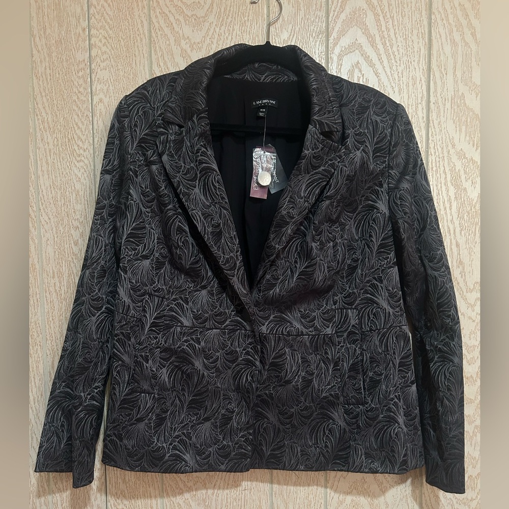 NWT Lane Bryant Women’s 14/16 Charcoal Patterned Blazer